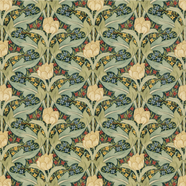 G P & J BAKER BP10978.1.0 TULIP & JASMINE VELVET EMERALD Fabric - Eade's Wallpaper