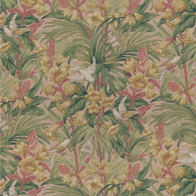 G P & J BAKER BP10982.2.0 TRUMPET FLOWERS BLUSH Fabric - Eade's Wallpaper