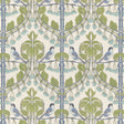 G P & J BAKER BP10993.1.0 BIRDS & CHERRIES GREEN/BLUE Fabric - Eade's Wallpaper
