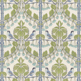 G P & J BAKER BP10993.1.0 BIRDS & CHERRIES GREEN/BLUE Fabric - Eade's Wallpaper
