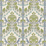 G P & J BAKER BP10993.1.0 BIRDS & CHERRIES GREEN/BLUE Fabric - Eade's Wallpaper