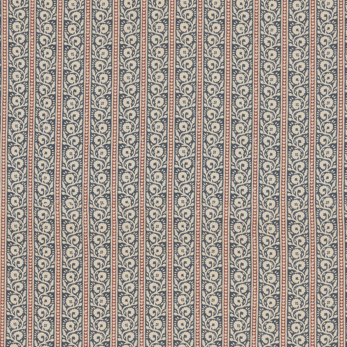 G P & J BAKER BP10999.1.0 BIBURY INDIGO/RED Fabric - Eade's Wallpaper