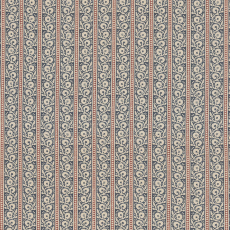G P & J BAKER BP10999.1.0 BIBURY INDIGO/RED Fabric - Eade's Wallpaper