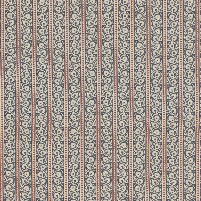 G P & J BAKER BP10999.1.0 BIBURY INDIGO/RED Fabric - Eade's Wallpaper
