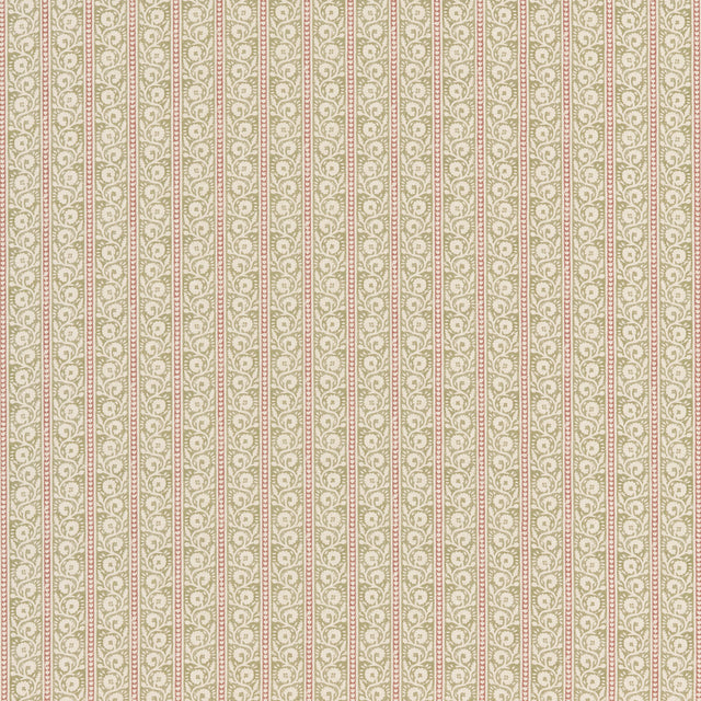G P & J BAKER BP10999.6.0 BIBURY GREEN/RED Fabric - Eade's Wallpaper