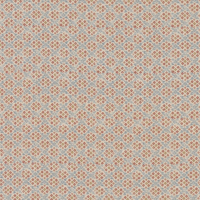 G P & J BAKER BP11001.1.0 GRANTLY INDIGO/RED Fabric - Eade's Wallpaper