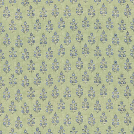 G P & J BAKER BP11003.2.0 POPPY SPRIG GREEN/BLUE Fabric - Eade's Wallpaper