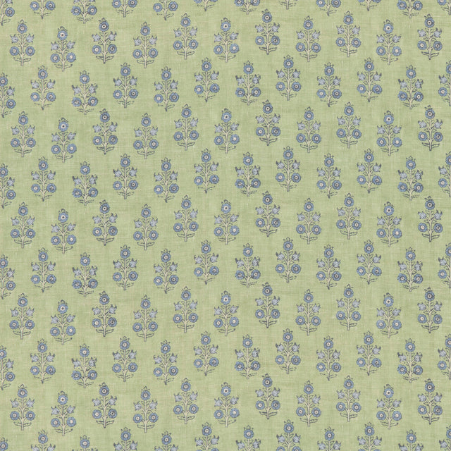 G P & J BAKER BP11003.2.0 POPPY SPRIG GREEN/BLUE Fabric - Eade's Wallpaper