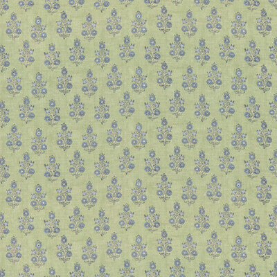 G P & J BAKER BP11003.2.0 POPPY SPRIG GREEN/BLUE Fabric - Eade's Wallpaper