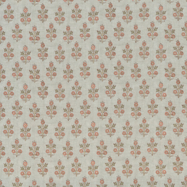 G P & J BAKER BP11003.7.0 POPPY SPRIG AQUA/BLUSH Fabric - Eade's Wallpaper