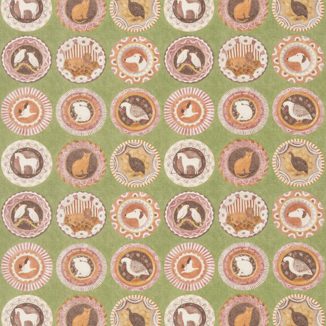 G P & J BAKER BP11047.3.0 ROBINA'S DINNER PARTY GREEN Fabric - Eade's Wallpaper