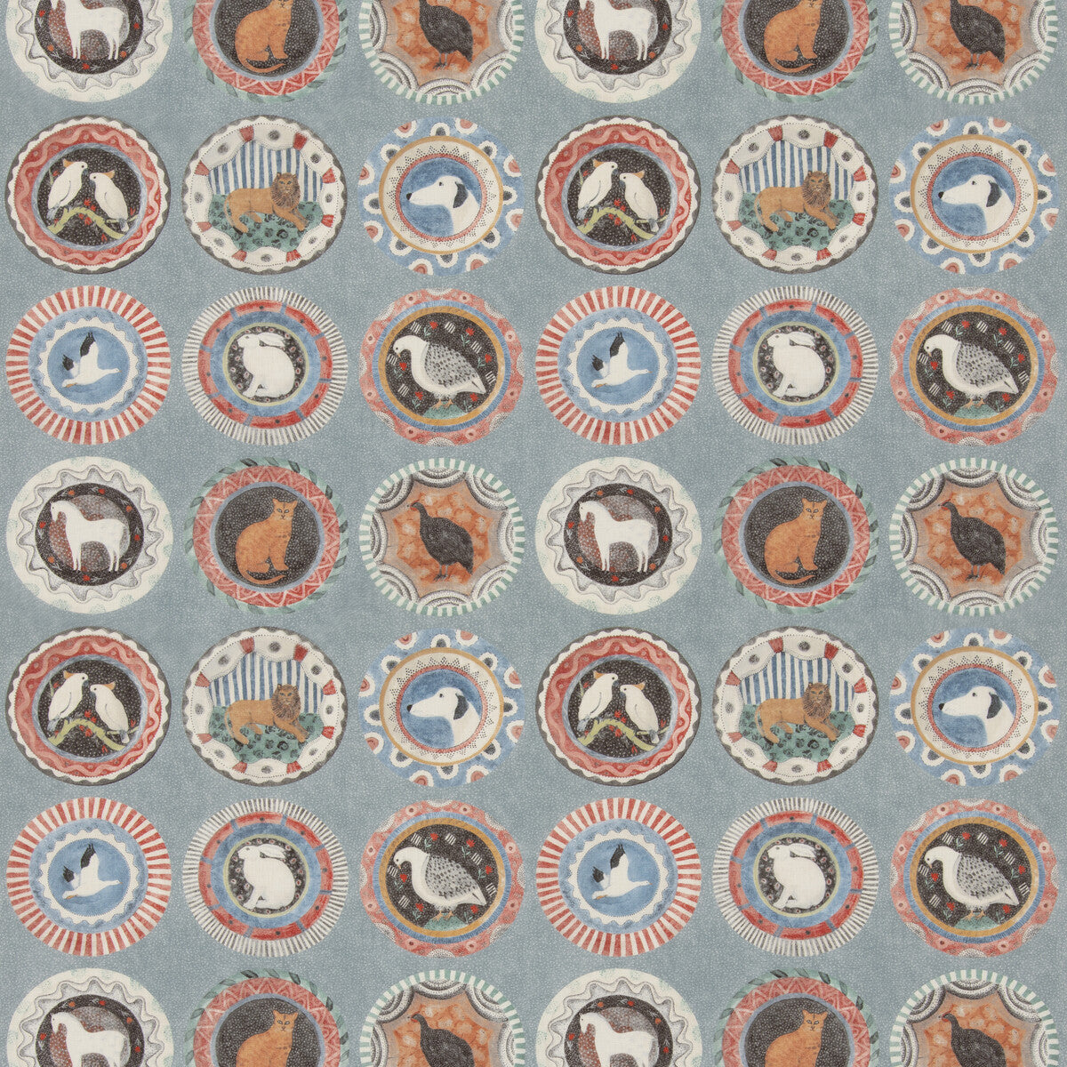 G P & J BAKER BP11047.5.0 ROBINA'S DINNER PARTY TEAL Fabric - Eade's Wallpaper
