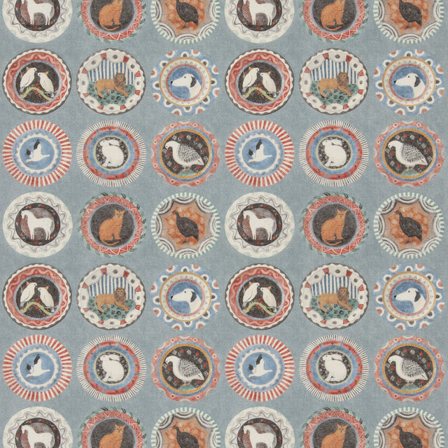 G P & J BAKER BP11047.5.0 ROBINA'S DINNER PARTY TEAL Fabric - Eade's Wallpaper