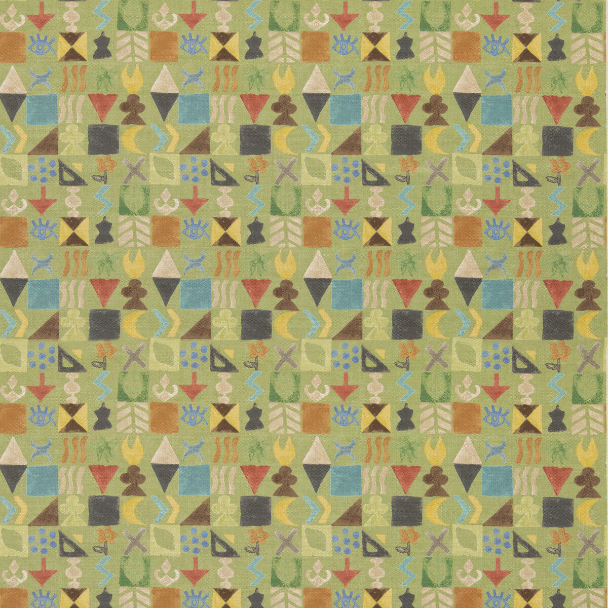 G P & J BAKER BP11049.3.0 POTATO PRINT GREEN Fabric - Eade's Wallpaper