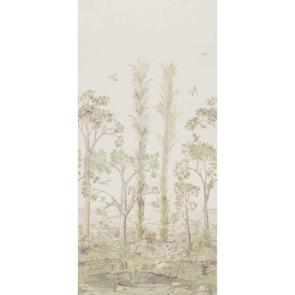 G P & J BAKER BP11057.1.0 TALL TREES PRINTED PANEL SOFT GREEN Fabric - Eade's Wallpaper
