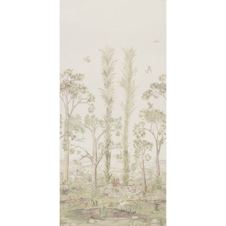 G P & J BAKER BP11057.1.0 TALL TREES PRINTED PANEL SOFT GREEN Fabric - Eade's Wallpaper