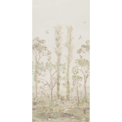 G P & J BAKER BP11057.1.0 TALL TREES PRINTED PANEL SOFT GREEN Fabric - Eade's Wallpaper