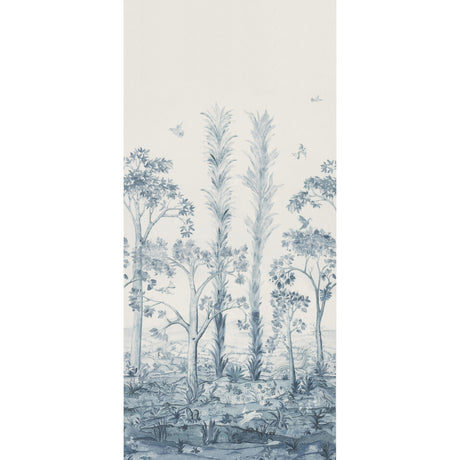 G P & J BAKER BP11057.2.0 TALL TREES PRINTED PANEL DELFT BLUE Fabric - Eade's Wallpaper