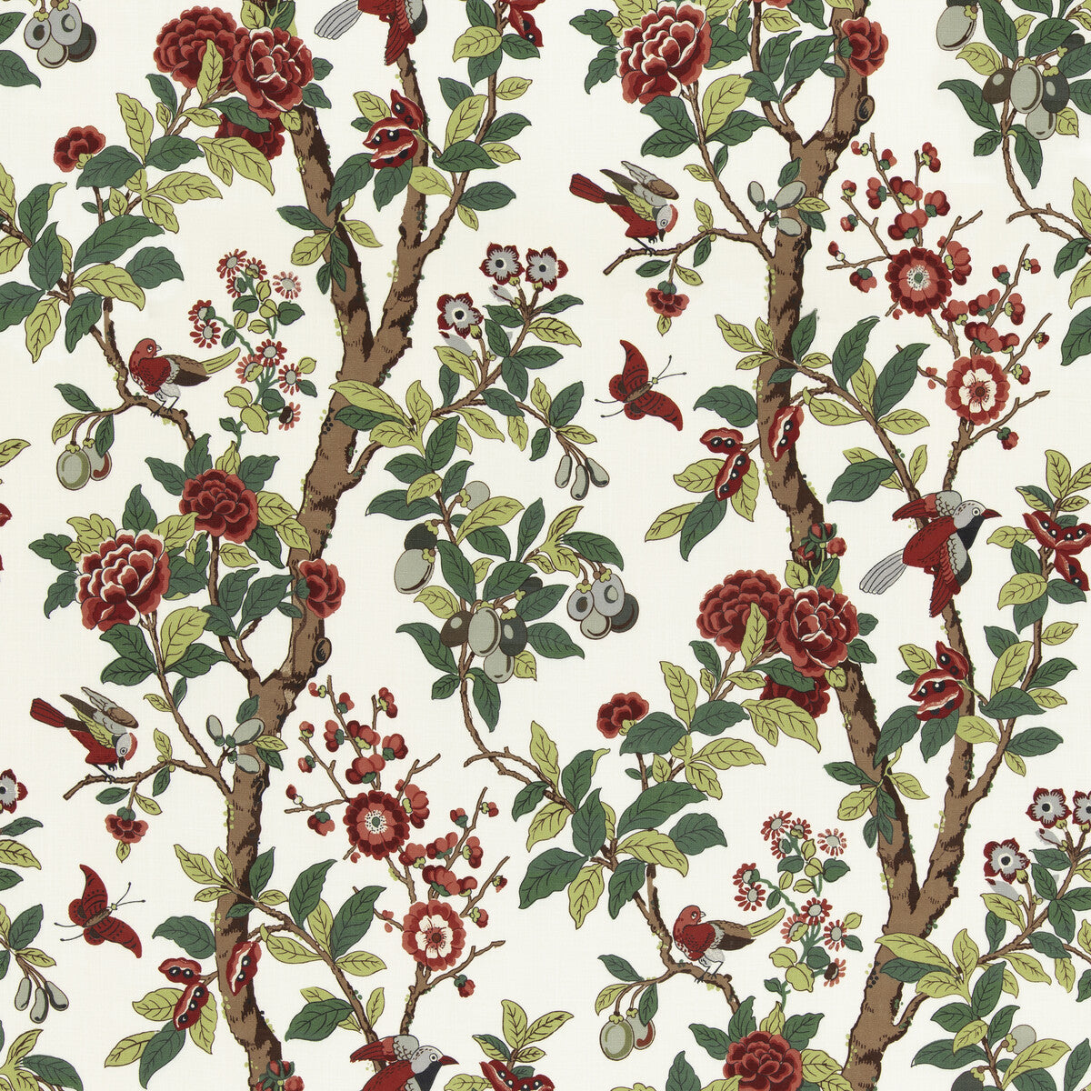 G P & J BAKER BP11072.1.0 ELDON DOCUMENT RED/GREEN Fabric - Eade's Wallpaper