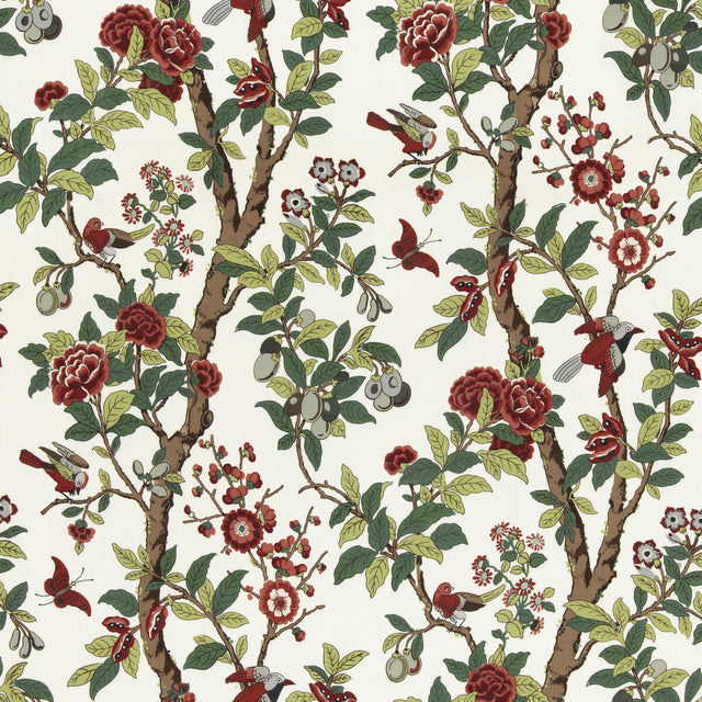 G P & J BAKER BP11072.1.0 ELDON DOCUMENT RED/GREEN Fabric - Eade's Wallpaper