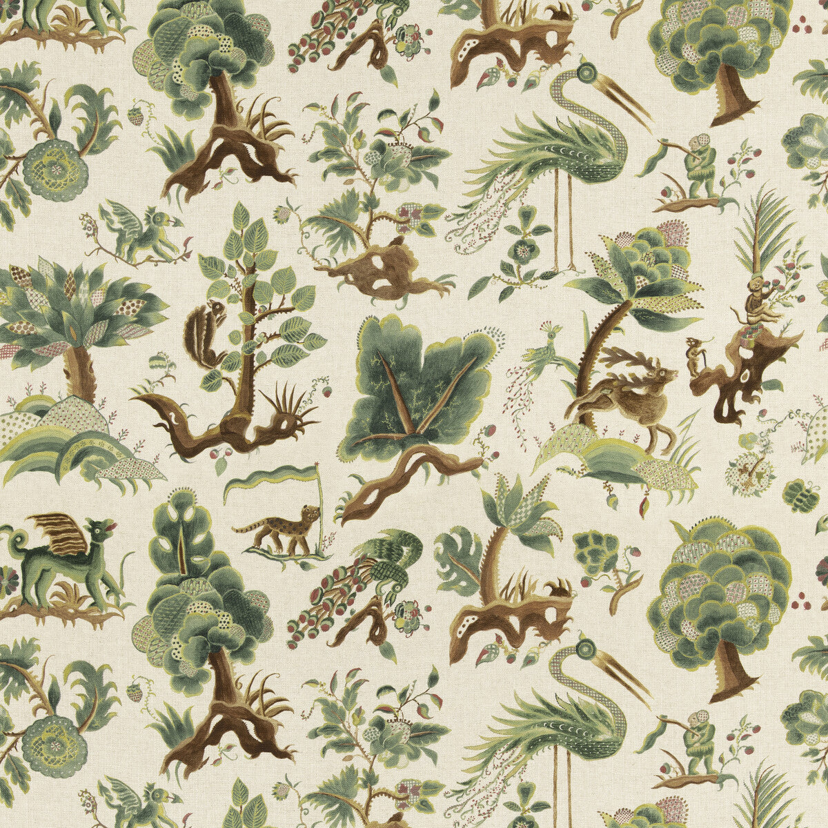 G P & J BAKER BP11074.1.0 GRAND GERTRUDE LINEN Fabric - Eade's Wallpaper