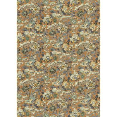 G P & J BAKER BP11075.3.0 LITTLE MAGNOLIA TEAL/ORANGE Fabric - Eade's Wallpaper