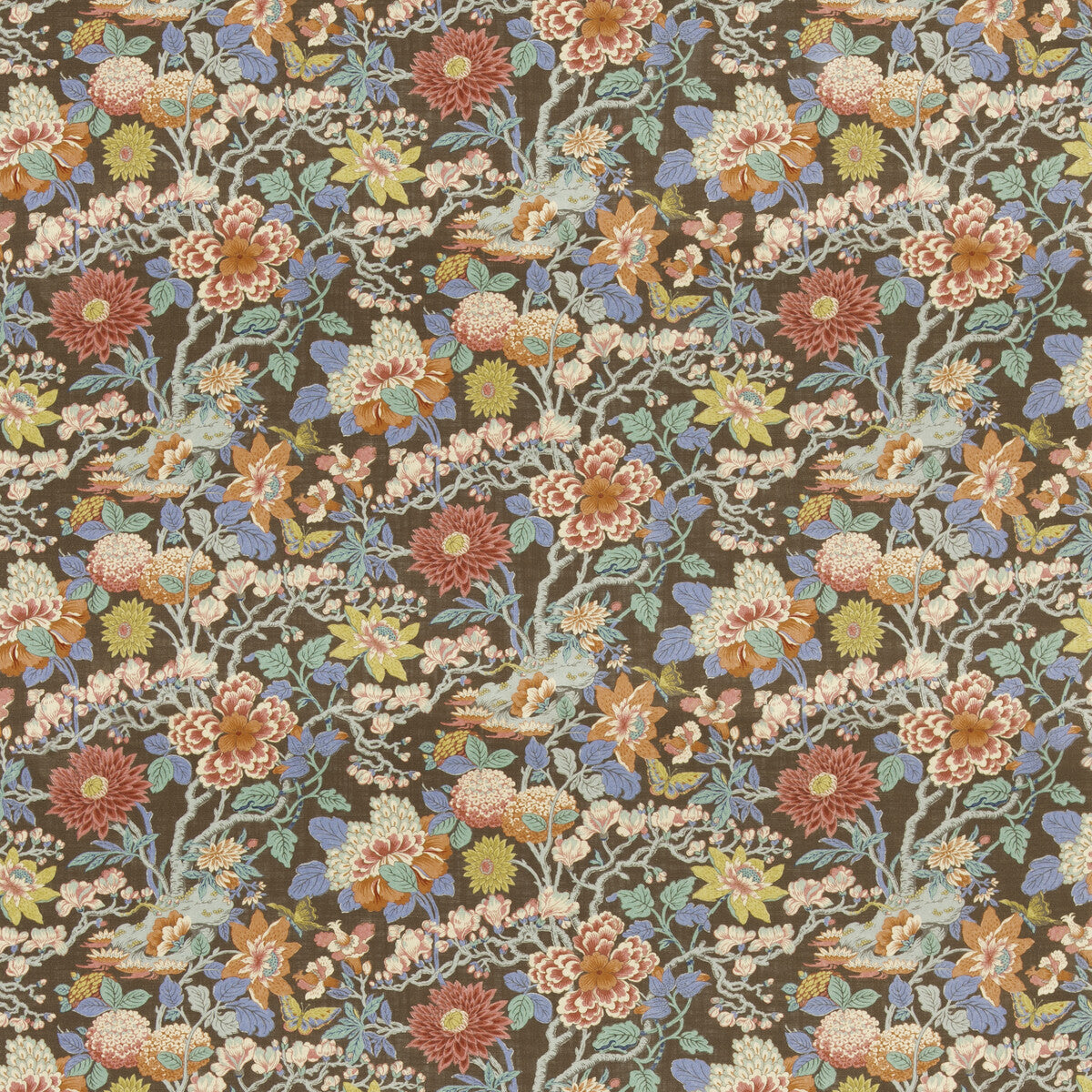 G P & J BAKER BP11075.5.0 LITTLE MAGNOLIA ESPRESSO Fabric - Eade's Wallpaper