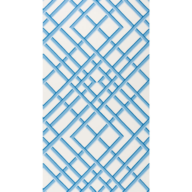 BRUNSCHWIG & FILS BR-60100.5.0 TREILLAGE SIDEWALL BLUE Wallpaper - Eade's Wallpaper