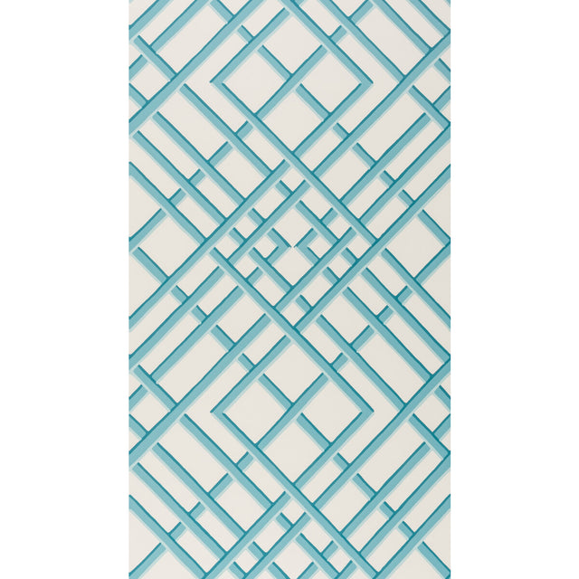BRUNSCHWIG & FILS BR-60100.513.0 TREILLAGE SIDEWALL AQUA Wallpaper - Eade's Wallpaper