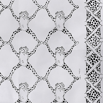 BRUNSCHWIG & FILS BR-69230.000.0 FROG TREILLAGE ON VINYL BLACK & WHITE Wallpaper - Eade's Wallpaper