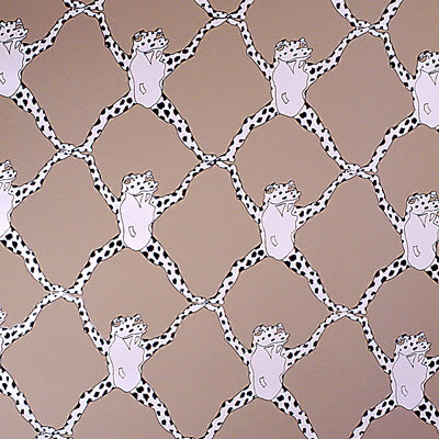 BRUNSCHWIG & FILS BR-69230.800.0 FROG TREILLAGE ON VINYL MUSHROOM Wallpaper - Eade's Wallpaper