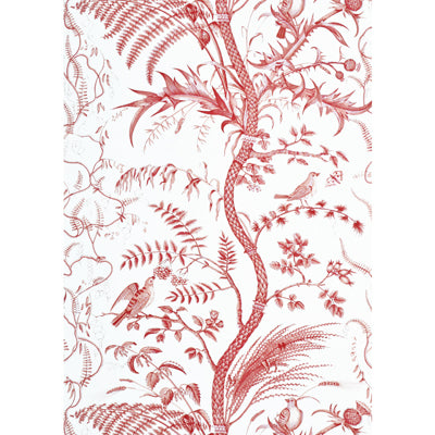 BRUNSCHWIG & FILS BR-69518.166.0 BIRD AND THISTLE RED Wallpaper - Eade's Wallpaper