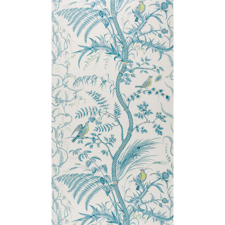 BRUNSCHWIG & FILS BR-69518.513.0 BIRD AND THISTLE AQUA Wallpaper - Eade's Wallpaper