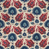 BRUNSCHWIG & FILS BR-700020.5019.0 KASHMIRI LINEN PRINT NAVY/BERRY Fabric - Eade's Wallpaper