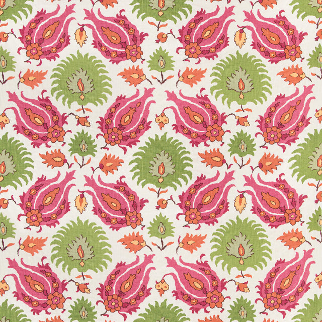 BRUNSCHWIG & FILS BR-700020.7312.0 KASHMIRI LINEN PRINT PINK/GREEN Fabric - Eade's Wallpaper