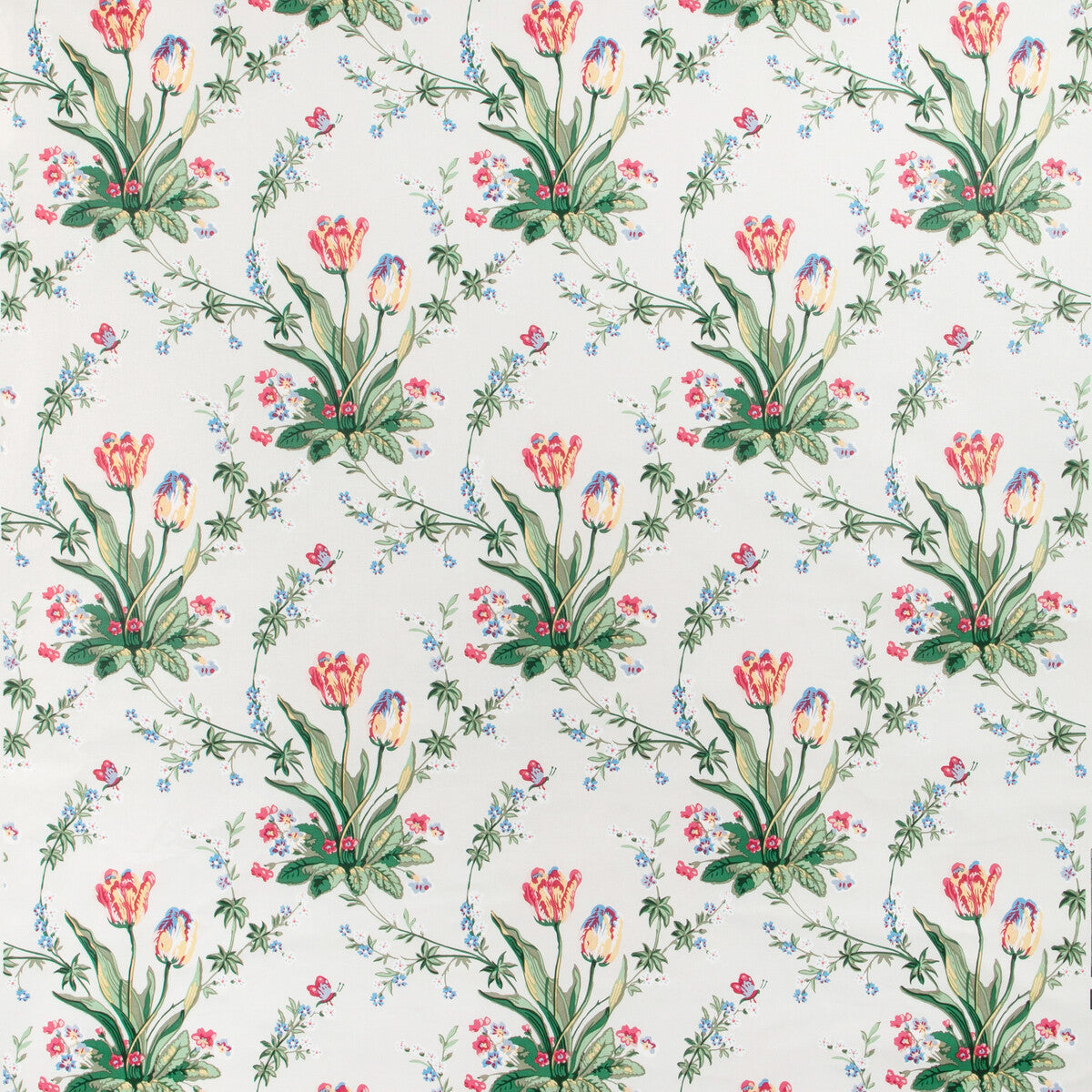 BRUNSCHWIG & FILS BR-71071.05.0 REVEILLON TULIPS GLAZED CHINTZ ROSE ON WHITE Fabric - Eade's Wallpaper