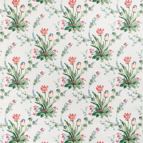 BRUNSCHWIG & FILS BR-71071.05.0 REVEILLON TULIPS GLAZED CHINTZ ROSE ON WHITE Fabric - Eade's Wallpaper
