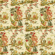 BRUNSCHWIG & FILS BR-71163.A.0 LE LAC LINEN PRINT TEAL AND MELON ON CREAM Fabric - Eade's Wallpaper