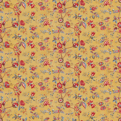 BRUNSCHWIG & FILS BR-71309.371.0 BOUGAINVILLE COTTON PRINT SAFRAN Fabric - Eade's Wallpaper