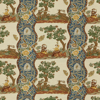 BRUNSCHWIG & FILS BR-71557.222.0 PLOUGASTEL LINEN & COTTON PRINT BLUE Fabric - Eade's Wallpaper