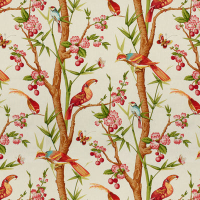 BRUNSCHWIG & FILS BR-71622.107.0 TOUCANS PINK/ORANGE Fabric - Eade's Wallpaper