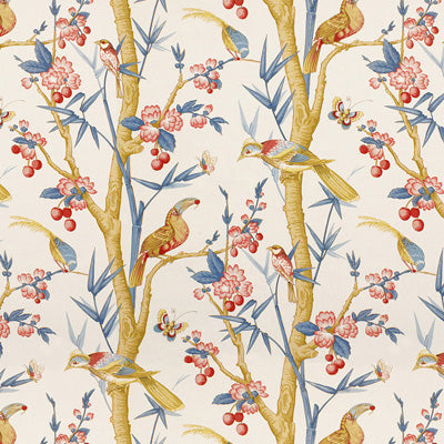 BRUNSCHWIG & FILS BR-71622.248.0 TOUCANS BERRY/SLATE Fabric - Eade's Wallpaper