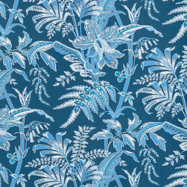 BRUNSCHWIG & FILS BR-79121.550.0 SEYCHELLES COTTON PRINT NAVY Fabric - Eade's Wallpaper
