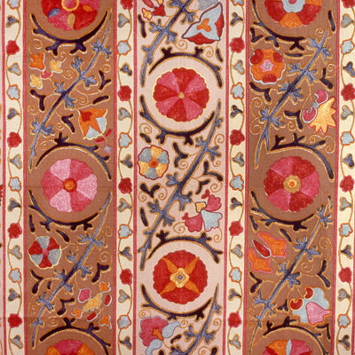 BRUNSCHWIG & FILS BR-79189.06.0 DZHAMBUL STRIPE COTTON AND LINEN RASPBERRY ORANGE AND MOCHA Fabric - Eade's Wallpaper