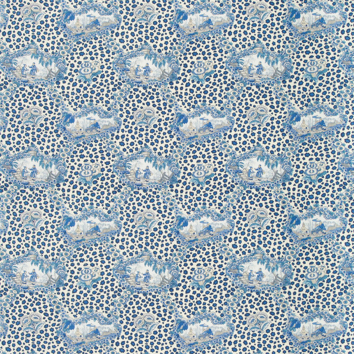 BRUNSCHWIG & FILS BR-79227.5.0 CHINESE LEOPARD TOILE PORCELAIN Fabric - Eade's Wallpaper