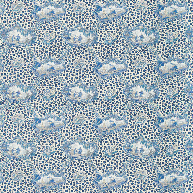 BRUNSCHWIG & FILS BR-79227.5.0 CHINESE LEOPARD TOILE PORCELAIN Fabric - Eade's Wallpaper