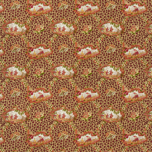 BRUNSCHWIG & FILS BR-79227.924.0 CHINESE LEOPARD TOILE AUTUMN Fabric - Eade's Wallpaper