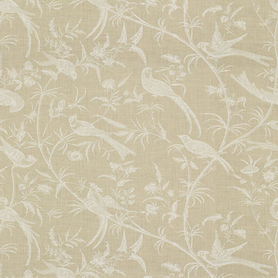 BRUNSCHWIG & FILS BR-79272.000.0 BENGALI LINEN PRINT WHITE ON NATURAL Fabric - Eade's Wallpaper