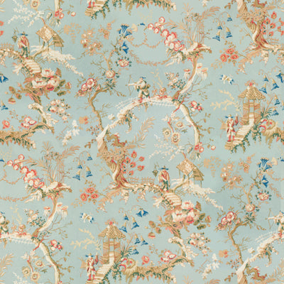 BRUNSCHWIG & FILS BR-79397.207.0 CHINESE LANDSCAPE COTTON PRINT SKY BLUE Fabric - Eade's Wallpaper