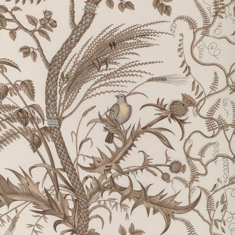 BRUNSCHWIG & FILS BR-79431.068.0 BIRD AND THISTLE COTTON PRINT BEIGE Fabric - Eade's Wallpaper